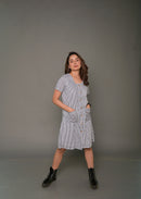 White & Black 'Brilliant' Striped Cotton Dress & Shirt Combo