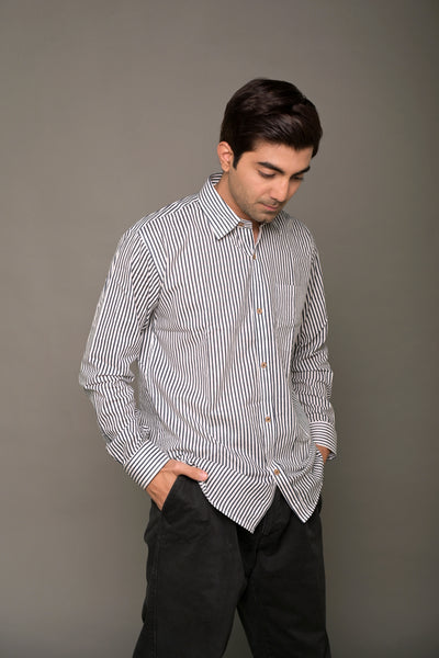 Black Striped Cotton Shirt