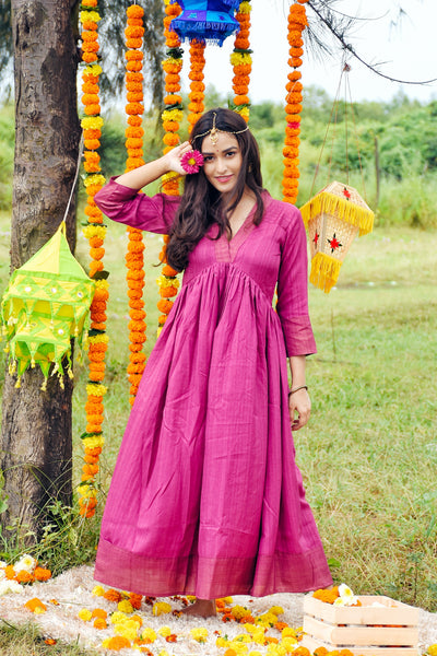 Utsava Majenta Gold dress