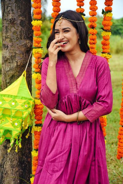 Utsava Majenta Gold dress